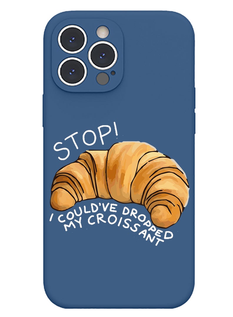 Theodor Protective Slim Fit Case Liquid Silicone Cover with Full Body Protection Anti-Scratch Shockproof Case For iPhone 12 Pro Max Blue  - Croissant B - Image 1