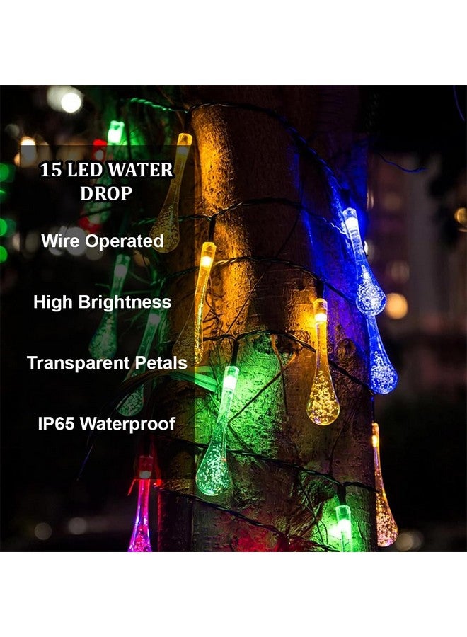 fizzytech أضواء خيط Waterdrop من Fizzytech لتزيين المنزل، أضواء ديوالي للحفلات، أعياد الميلاد، ديوالي، عيد الميلاد، نافراتري، هدية عيد الحب، أضواء تزيين المنزل (3 متر 15 LED، متعددة الألوان) - Image 5