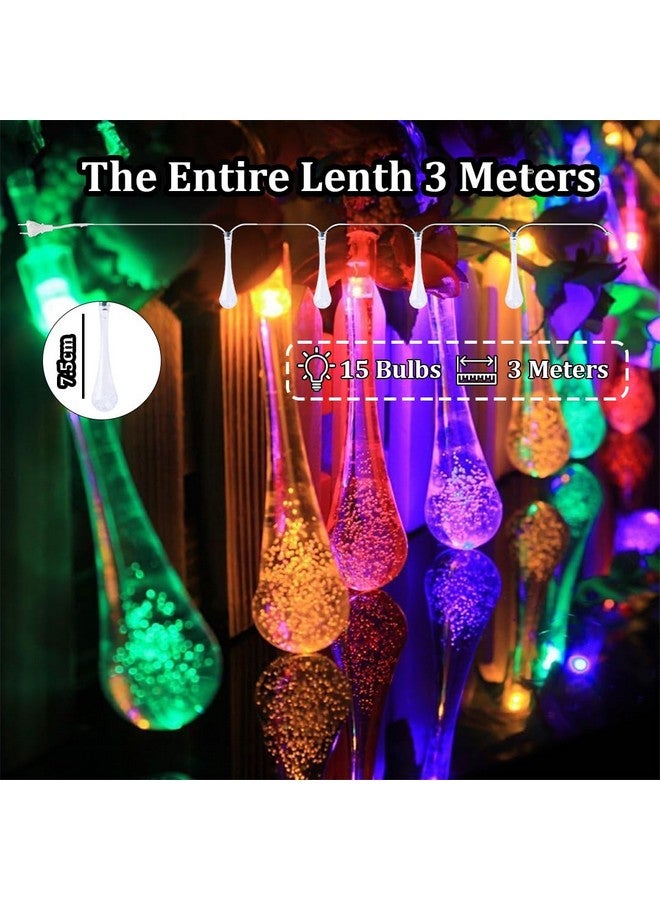 fizzytech أضواء خيط Waterdrop من Fizzytech لتزيين المنزل، أضواء ديوالي للحفلات، أعياد الميلاد، ديوالي، عيد الميلاد، نافراتري، هدية عيد الحب، أضواء تزيين المنزل (3 متر 15 LED، متعددة الألوان) - Image 4