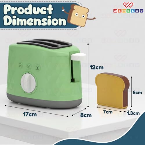 Wembley Mini Chef’s Corner Toaster Toy Set | Pop Up Toaster Kitchen Set for Girls| Toaster with Timer & 2 Simulated Breads | Pretend Play Kitchen Set for Kids Girls & Boys | Gift for Kids Age 3+ - Image 2