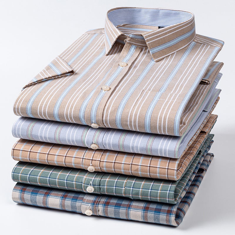Men's Oversized Short Sleeve Plaid Cotton Shirt - Image 3