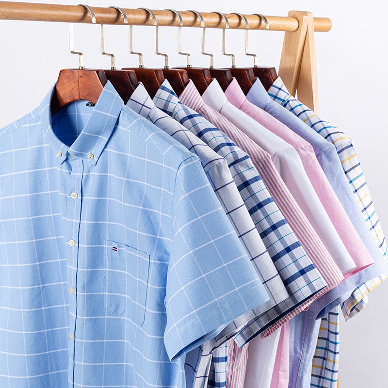 Men's Oversized Short Sleeve Plaid Cotton Shirt - Image 4