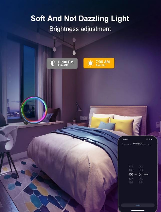 Dratal Tuya Circular RGBIC LED Smart WiFi Desk Lamp Supports Voice Assistants with Bluetooth System LED Ring Lamp for Desk - Image 2