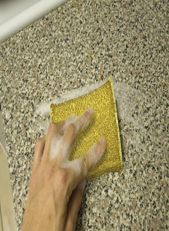 Superio Kitchen Sponge Scrubber, Heavy Duty, Hand Friendly Scouring Sponge for Sink, Pot, Dish Washing Scrubber Non-Scratch Sponge (Gold-Silver) - Image 3
