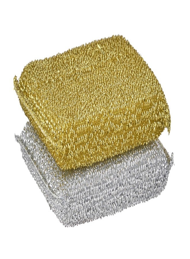 Superio Kitchen Sponge Scrubber, Heavy Duty, Hand Friendly Scouring Sponge for Sink, Pot, Dish Washing Scrubber Non-Scratch Sponge (Gold-Silver) - Image 1