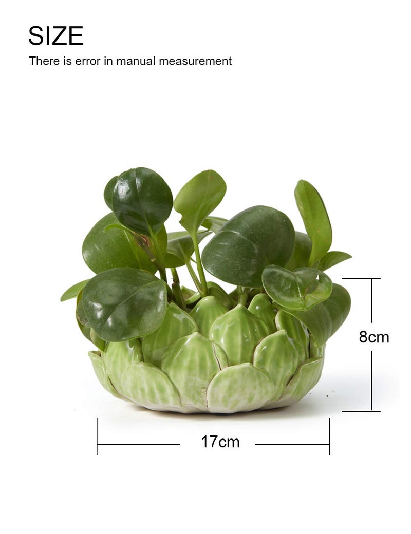 SEINHIJO Indoor Planter Ceramic Pot Flower Gifts Succulent Cacuts Decor Modern Arts Green 7.1inch - Image 4