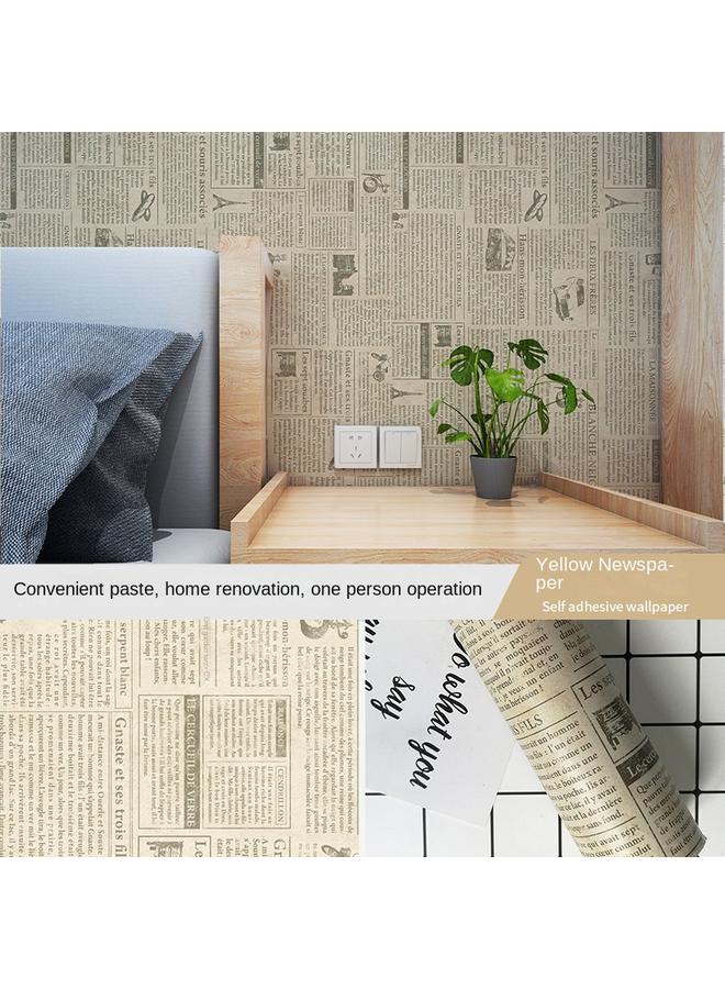 Bluejw English Retro Wallpaper Self-adhesive Dormitory Old Newspaper Wall Stickers Bedroom Clothing Store Decorative Wallpaper Wall Stickers - Image 1