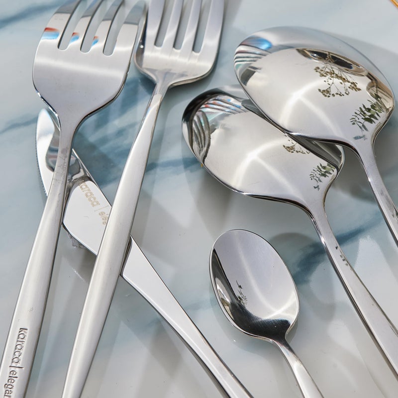 Karaca Lizbon 30-Piece Stainless Steel Cutlery Set for 6 People, 18/10 Stainless Steel, Heat Resistant, Corrosion Resistant, 3mm Thick, Silver - Image 4