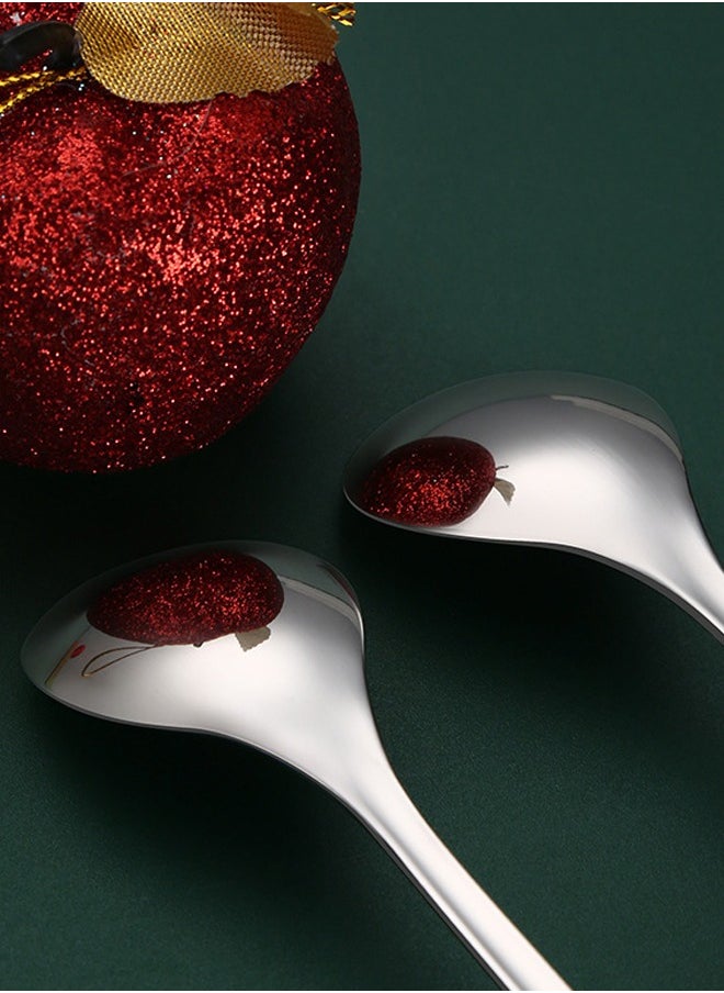 Generic Silverware Set, 6 Pieces New Creative Stainless Steel Tableware Christmas Spoon Gift Box Cartoon Christmas Tree Coffee Spoon Color Box Set, Home Cutlery Flatware Set  - Image 5