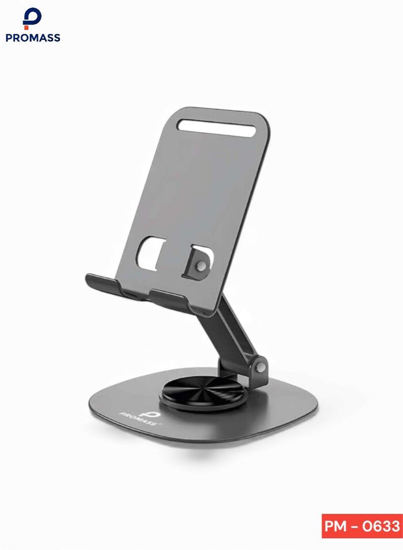 بروماس حامل جوال قابل للتعديل للطي (دوران 360 درجة) من الالومنيوم للمكتب ثابت متوافق مع معظم الجوالات سلسلة ايفون 17 16 15 14 13 12 11 سامسونج جالاكسي S25 S24 S23 S22 والتابلت والايباد - Image 1