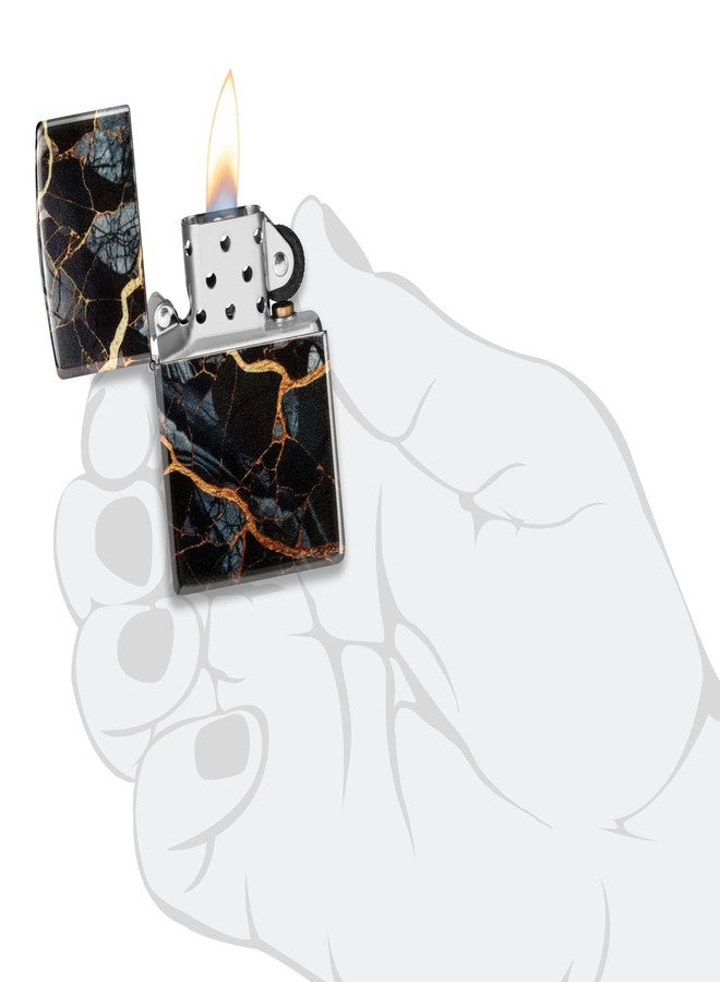 Zippo Fusion Marble Design 540 Tumbled Chrome Pocket Lighter - Image 3