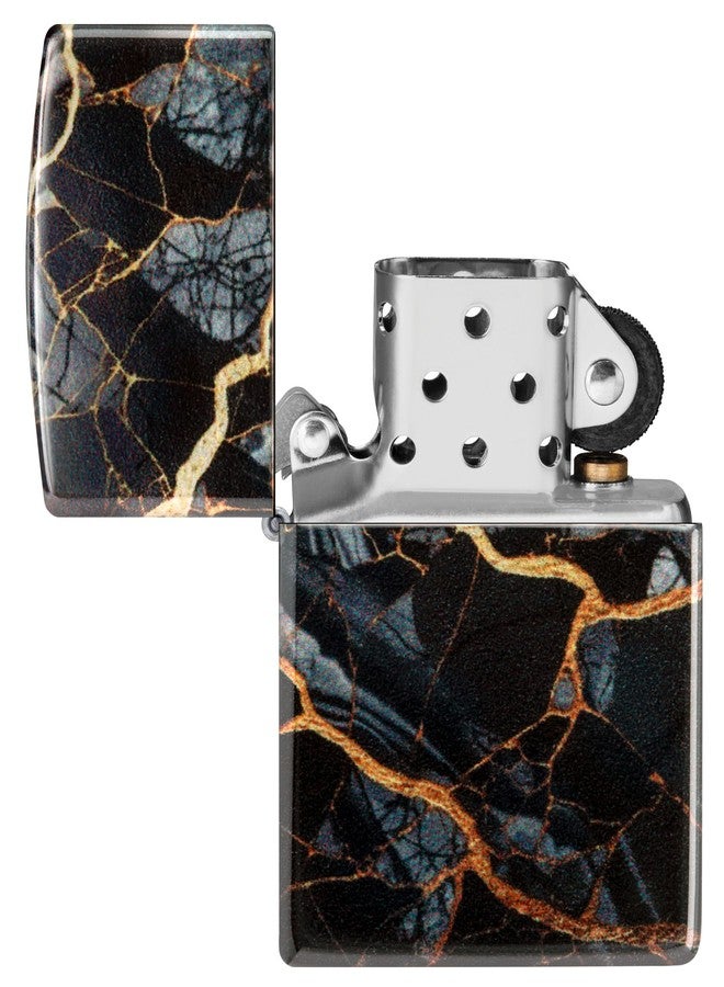 Zippo Fusion Marble Design 540 Tumbled Chrome Pocket Lighter - Image 2