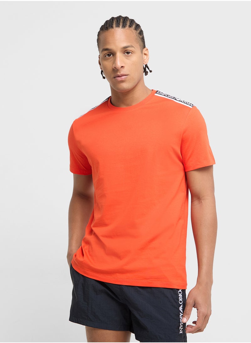 EMPORIO ARMANI Beachwear Logo Crew Neck T-Shirt  - Image 1