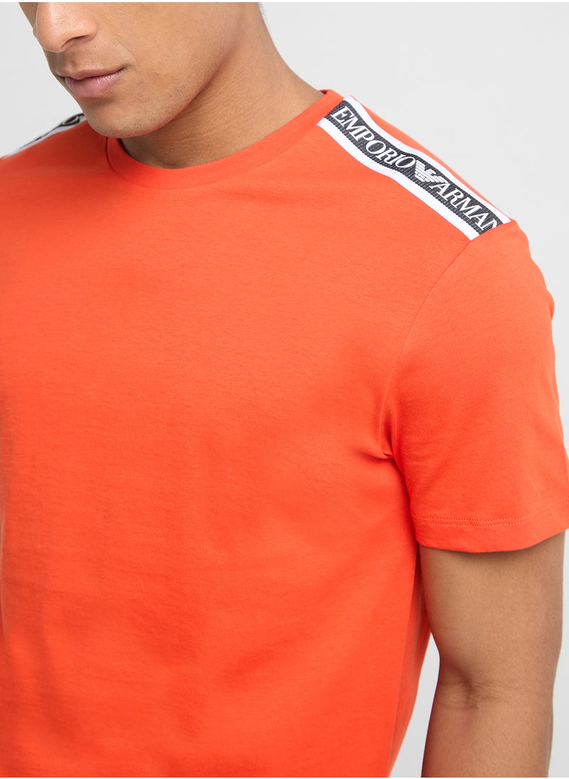 EMPORIO ARMANI Beachwear Logo Crew Neck T-Shirt  - Image 3