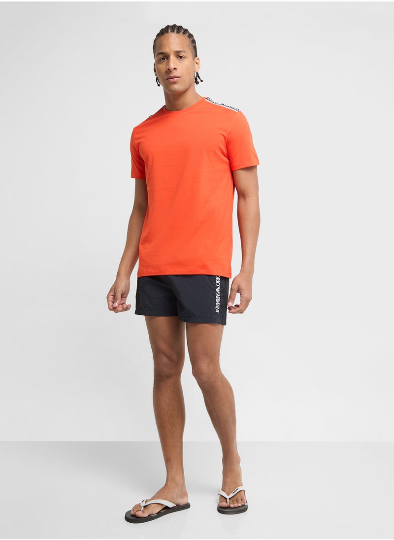 EMPORIO ARMANI Beachwear Logo Crew Neck T-Shirt  - Image 4