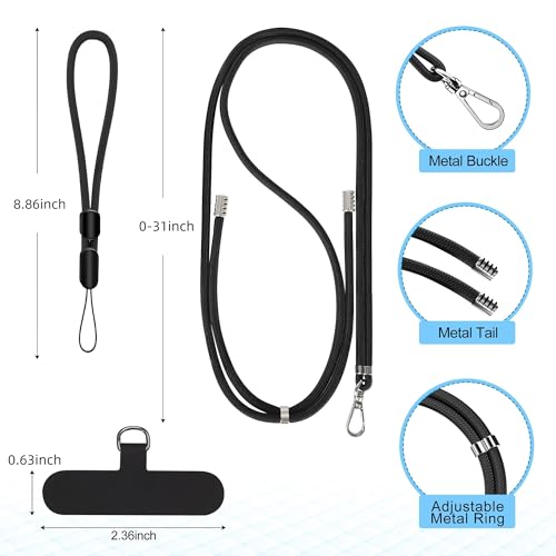 Xfopz Adjustable Cell Phone Lanyard Crossbody Neck Strap & Phone Wrist Strap with Tether Tabs Compatible for iPhone Android Smartphones - Image 2