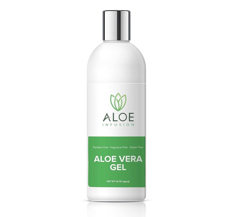 Aloe Infusion Organic Aloe Vera Gel  Deeply Hydrating Skin Nourishing After Sun Skin Care for Face Body and Hair  Sunburn Redness and Itchy Skin Relief  USATested  16 Oz 
