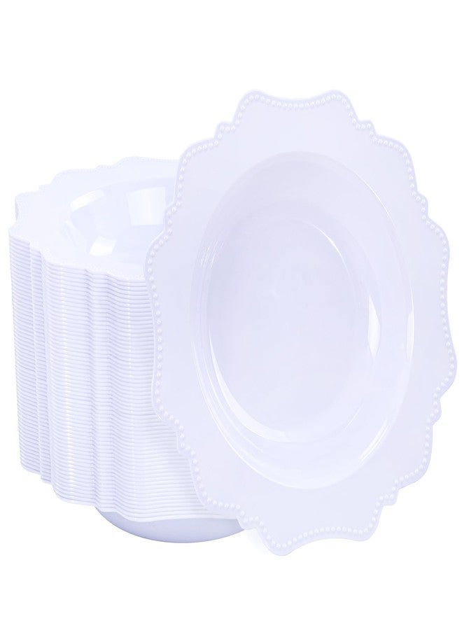 COLOSUS 60 Pack White Plastic Bowls, 12 oz Disposable Soup Bowls, Premium Plastic Dinner Bowls,Heavy-duty Dessert Salad Bowl for Party, Wedding, Dinner, Christmas, Thanksgiving, and Catering - Image 1