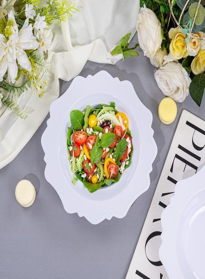 COLOSUS 60 Pack White Plastic Bowls, 12 oz Disposable Soup Bowls, Premium Plastic Dinner Bowls,Heavy-duty Dessert Salad Bowl for Party, Wedding, Dinner, Christmas, Thanksgiving, and Catering - Image 2