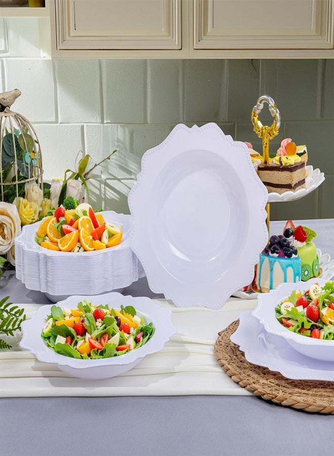 COLOSUS 60 Pack White Plastic Bowls, 12 oz Disposable Soup Bowls, Premium Plastic Dinner Bowls,Heavy-duty Dessert Salad Bowl for Party, Wedding, Dinner, Christmas, Thanksgiving, and Catering - Image 4