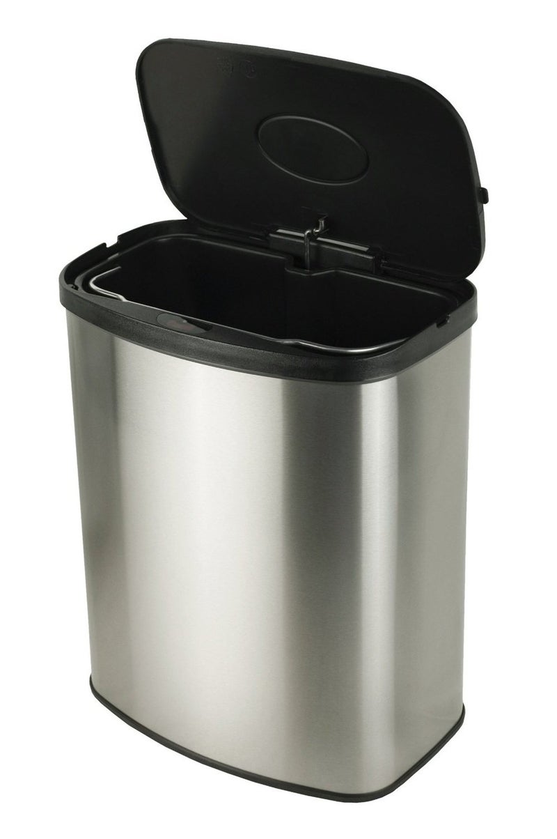 NINESTARS CB-DZT-50-98-1C Automatic Touchless Motion Sensor Oval & Rectangular Trash Can Combo Set, 13.2 Gal. 50 L. & 2.1 Gal.8 L., Stainless Steel - Image 5
