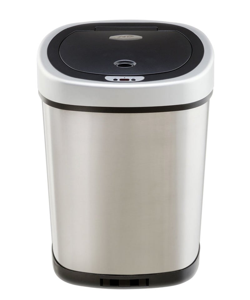 NINESTARS CB-DZT-50-98-1C Automatic Touchless Motion Sensor Oval & Rectangular Trash Can Combo Set, 13.2 Gal. 50 L. & 2.1 Gal.8 L., Stainless Steel - Image 4