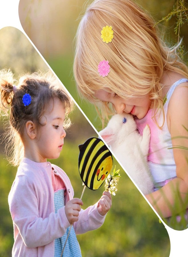 Yolev 72 Pieces Self Hinge Plastic Hair Barrettes for Girls Multi-coloured Flower and Bowknot Hair Clips 80s 90s Bow Flower Hair Tie Hair Accessories Set (Random Color) - Image 3
