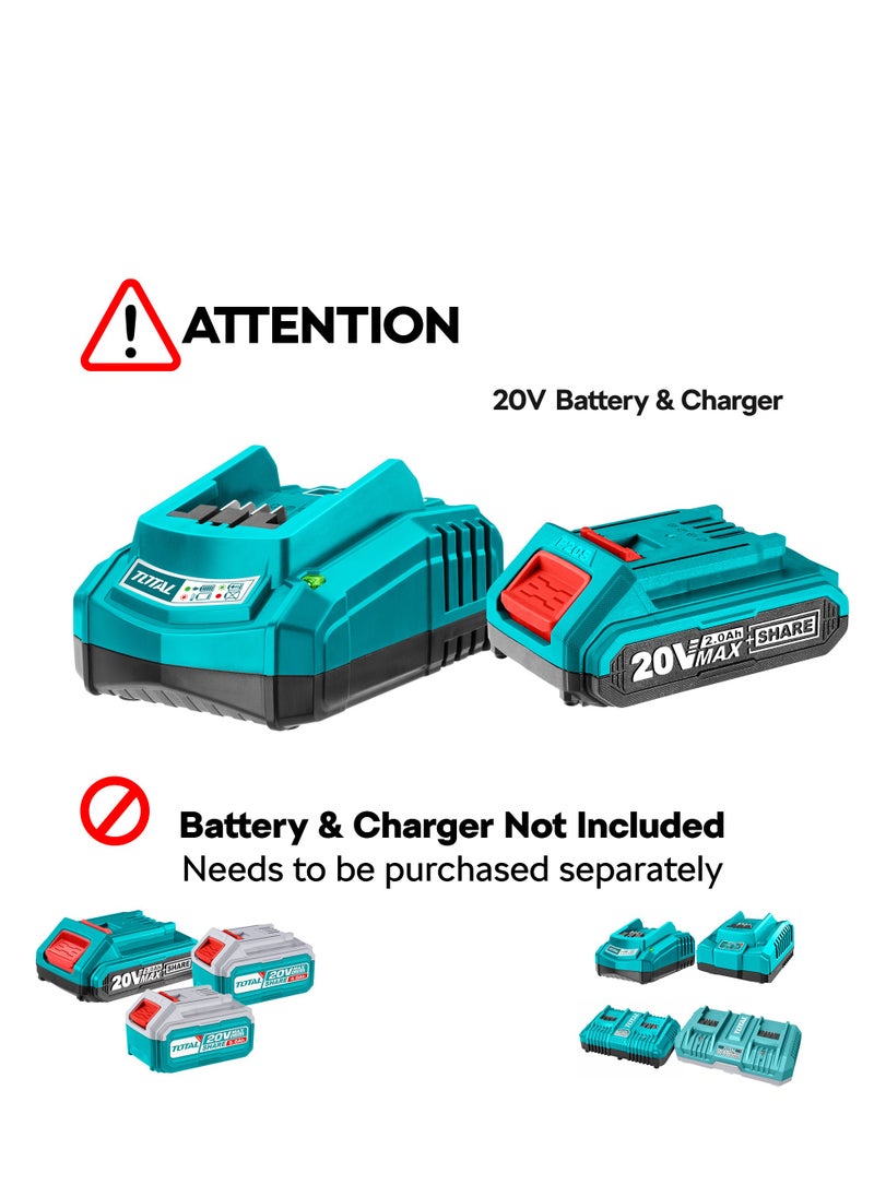 TOTAL Total Lithium-Ion Cordless Power Drill 20V, Drills Machine with 15+1 Torque Settings & Integrated LED Light – Perfect for Home Improvement & DIY Projects - Battery & charger sold separately  - Image 3