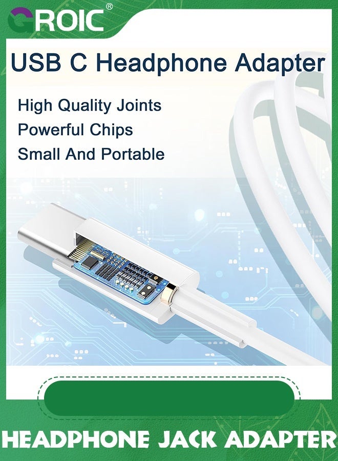 GROIC USB C to 3.5mm Female Headphone Jack Adapter 2 Pack, Type Aux Audio Dongle Cable Cord Compatible with iPhone 15 16 Series, Pixel, Galaxy S23/S22/S21 Ultra  - Image 3
