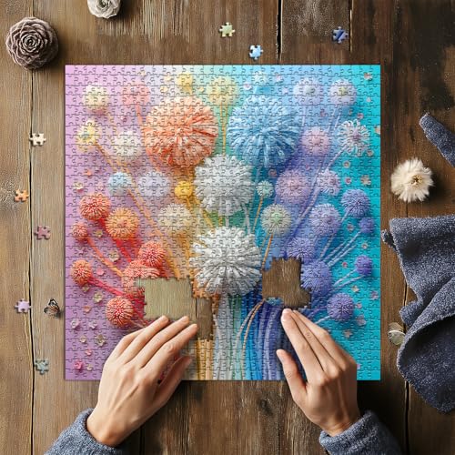PICKFORU Flower Puzzles for Adults 1000 Pieces, Impossible Floral Puzzles, Colorful Rainbow Gradient Puzzle Hard，Challenging Spring Jigsaw Puzzles 1000 Pieces - Image 5