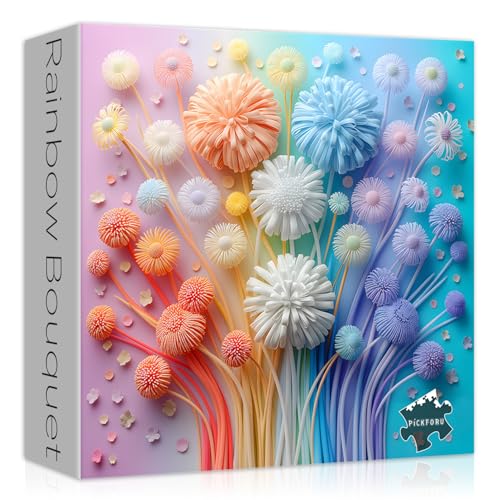 PICKFORU Flower Puzzles for Adults 1000 Pieces, Impossible Floral Puzzles, Colorful Rainbow Gradient Puzzle Hard，Challenging Spring Jigsaw Puzzles 1000 Pieces - Image 1