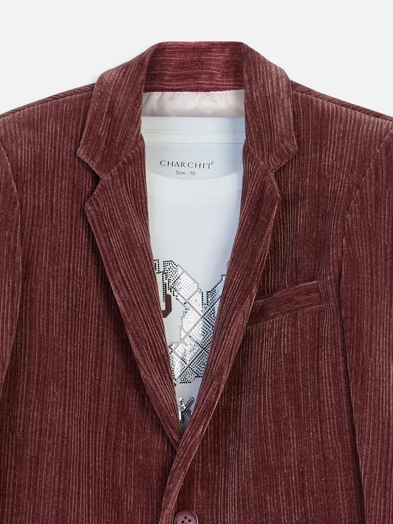 CHARCHIT Boys Regular Fit Solid Blazer and T-Shirt - Image 4