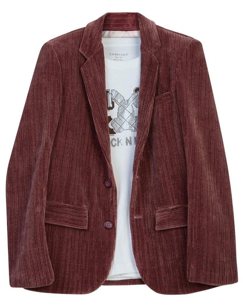 CHARCHIT Boys Regular Fit Solid Blazer and T-Shirt - Image 1
