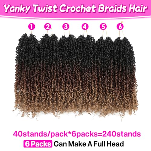 Youngther 12 Inch Yanky twist crochet hair 6 Pack PreTwisted Fluffy Short yaki Twist crochet hair for black women Soft crochet hair pre looped for senegalese twist hair extension1b3027 - Image 3
