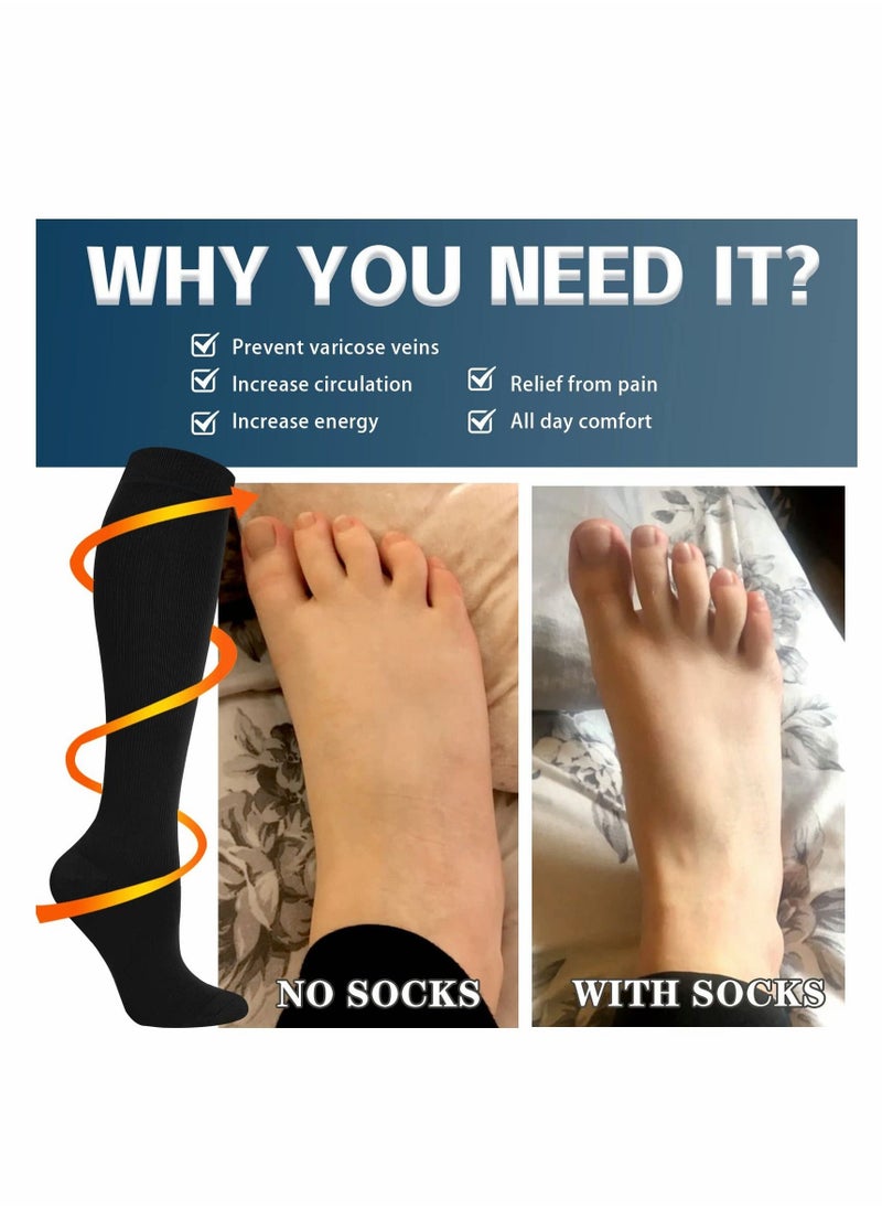 Excefore Compression Socks, 4 Pairs for Women and Men, 20-30 mmHg is Best for Athletic, Travel, Running, Fitness, Reduce Calf Pain Faster Recovery L/XL  - Image 2