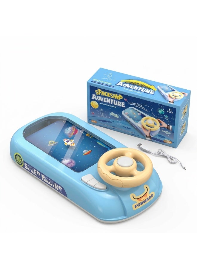 Twisoo Electric Kids Racing Spaceship Adventure Toy, Interactive Steering Wheel Driving Game with Lights Sound, Puzzle Car Racing Joystick Controller Educational Toy for Babies Toddlers - Image 1