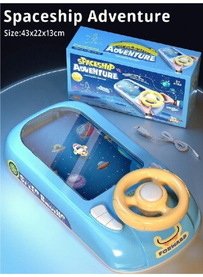 Twisoo Electric Kids Racing Spaceship Adventure Toy, Interactive Steering Wheel Driving Game with Lights Sound, Puzzle Car Racing Joystick Controller Educational Toy for Babies Toddlers - Image 5