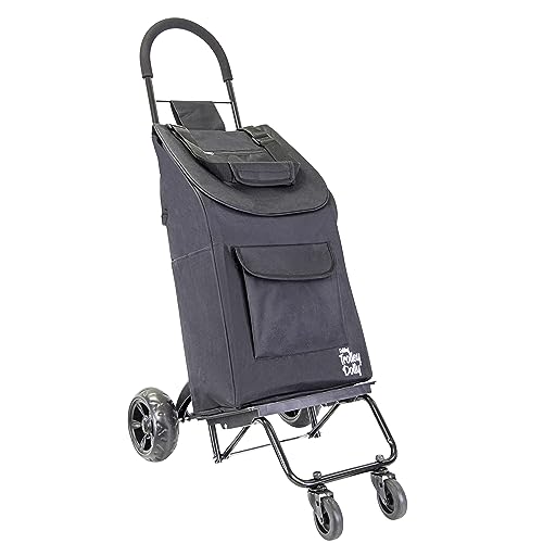 dbest products dbest products Trolley Dolly Rover with Bag 4 Wheeled Grocery Shopping Cart Push Folding Utility Hand Truck Swivel Wheels Garden Lightweight Luggage Carrito de Compras Plegable