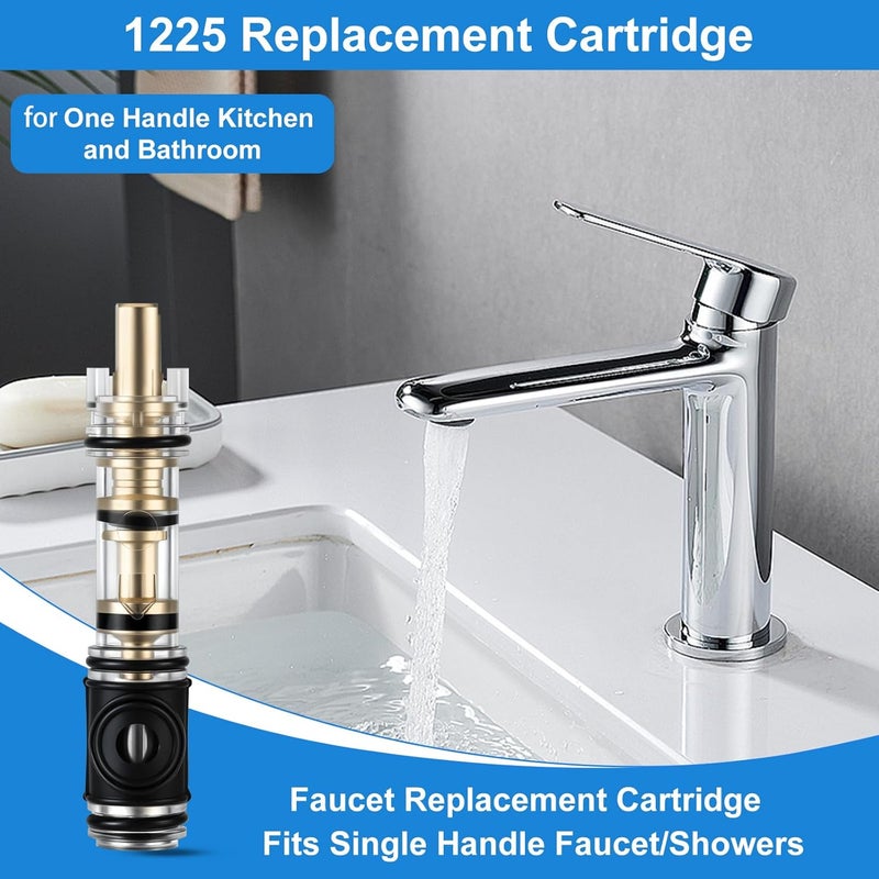 UCDETD 1 Pack Dual Seal 1225 Replacement Cartridge With 104421 Cartridge Removal Tool, for Moen 1225 1225B, One Handle Kitchen and Bathroom Faucet Cartridge, for Single Handle Faucet/Showers, Brass - Image 4