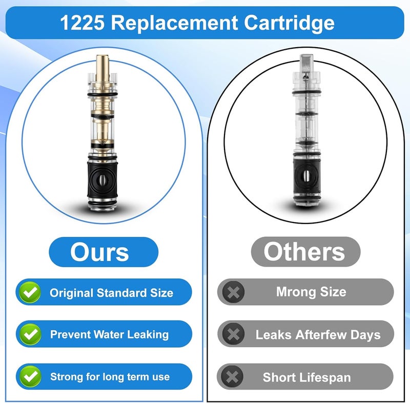 UCDETD 1 Pack Dual Seal 1225 Replacement Cartridge With 104421 Cartridge Removal Tool, for Moen 1225 1225B, One Handle Kitchen and Bathroom Faucet Cartridge, for Single Handle Faucet/Showers, Brass - Image 5