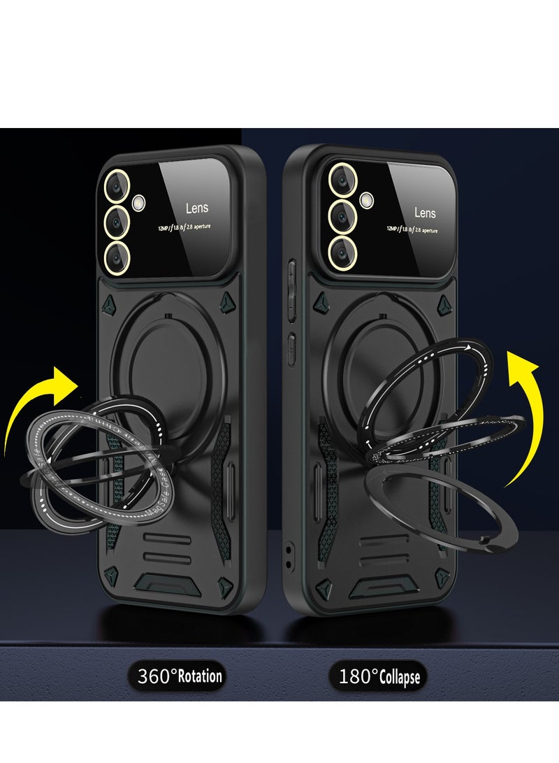 Mmmon Compatible With Samsung Galaxy S23 FE 6.4 Inch Case with 360° Rotatable Magnetic Ring Stand, Protection Shockproof Phone Cover for Women Men,Green - Image 3