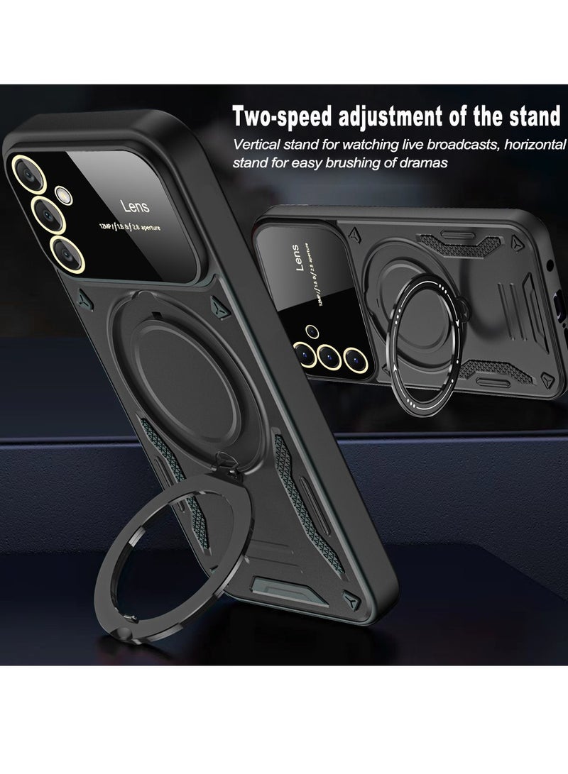 Mmmon Compatible With Samsung Galaxy S23 FE 6.4 Inch Case with 360° Rotatable Magnetic Ring Stand, Protection Shockproof Phone Cover for Women Men,Green - Image 4