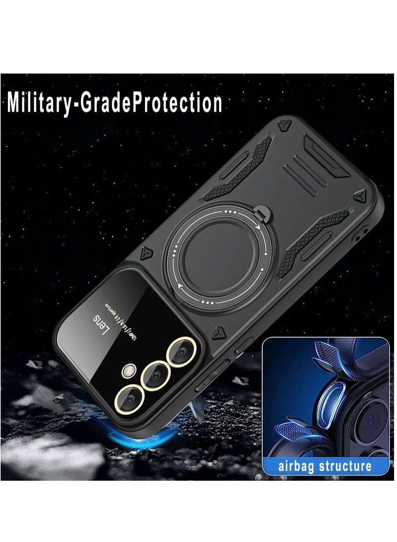 Mmmon Compatible With Samsung Galaxy S23 FE 6.4 Inch Case with 360° Rotatable Magnetic Ring Stand, Protection Shockproof Phone Cover for Women Men,Green - Image 5