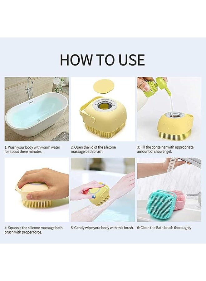 Haviadel Soft Double-Sided Silicone Bath Brush with Soap Dispenser and Hooks – For Deep Cleaning and Gentle Massage (Suitable for Children, Men, and Women) (1 Piece) (Multicolor) - Image 2