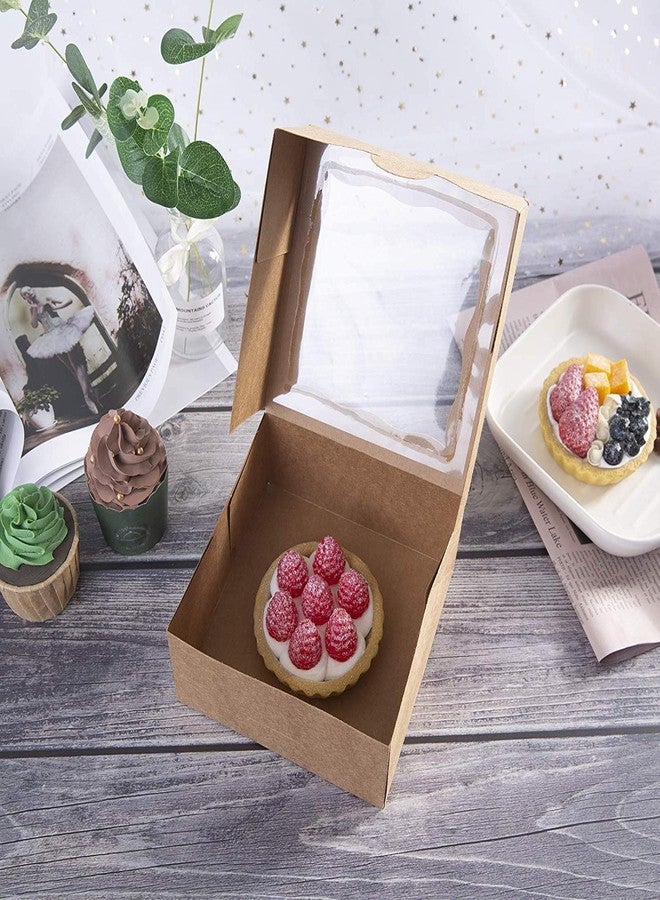 BIG BOX 20 PIECE 4 BROWNIE HOLDER size 6x6x2.5 Brown Bakery Boxes with open Window for Pie and Cookies Boxes Small Natural Craft Paper Box 6x6x2.5inch - Image 5
