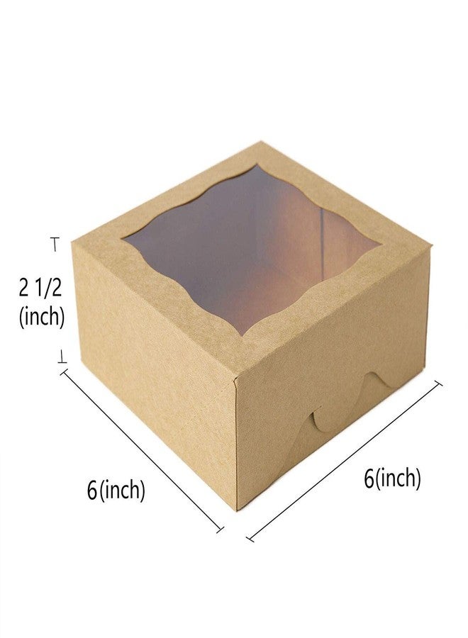 BIG BOX 20 PIECE 4 BROWNIE HOLDER size 6x6x2.5 Brown Bakery Boxes with open Window for Pie and Cookies Boxes Small Natural Craft Paper Box 6x6x2.5inch - Image 2