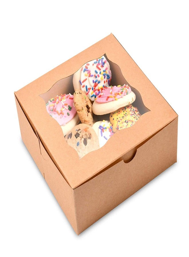 BIG BOX 20 PIECE 4 BROWNIE HOLDER size 6x6x2.5 Brown Bakery Boxes with open Window for Pie and Cookies Boxes Small Natural Craft Paper Box 6x6x2.5inch - Image 1