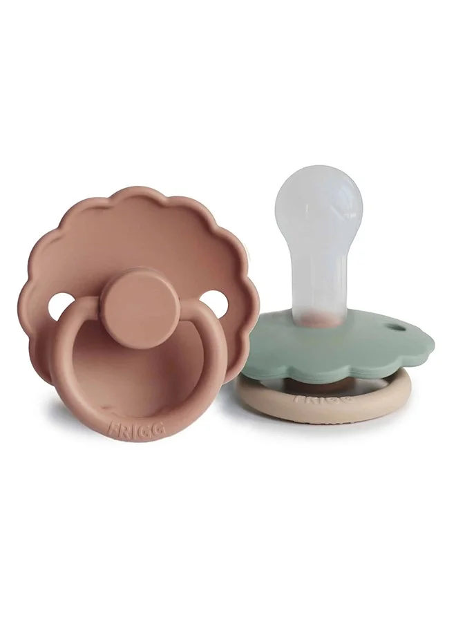 FRIGG Pack Of 2 Daisy Silicone Baby  Pacifier 6 To 18 Month Size 2 Rose Gold/Willow