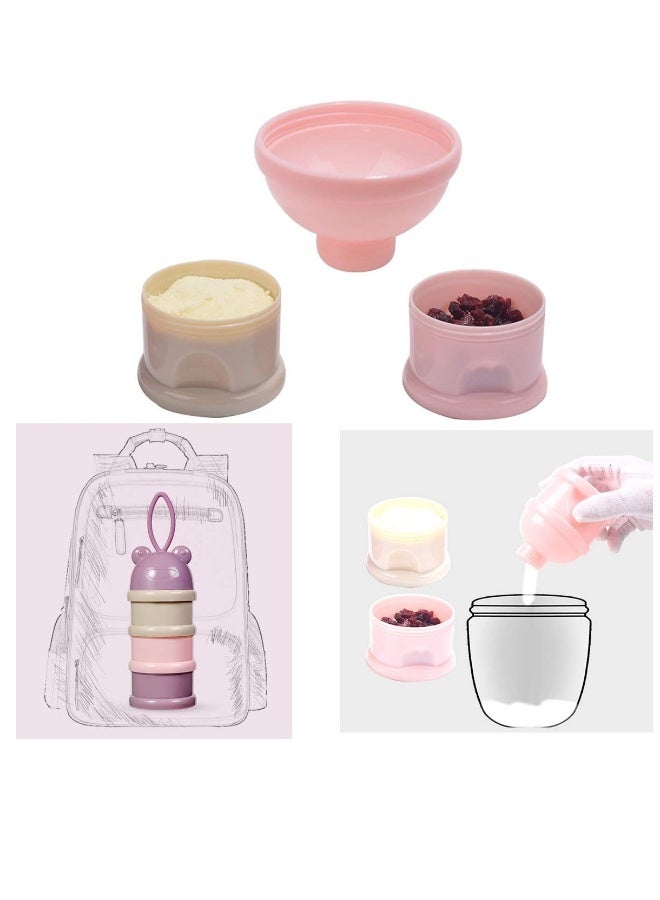 Milk Powder Dispenser, 4 Pack Airtight Portable Cute Shape, Milk Powder Container Non-Spill Baby Kids Snack Storage Container 3-Layer Milk Powder Box for Travel and Outdoor Activities Feeding - Image 2