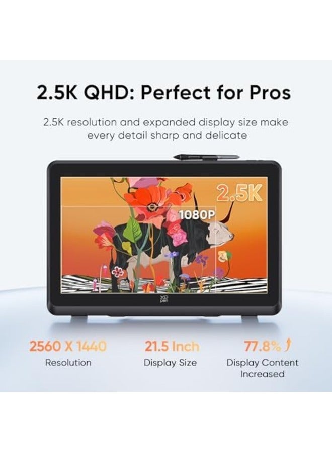 XP-PEN Artist Pro 22 (Gen 2) 21.5" 2.5K QHD Drawing Tablet with Screen, 16384 Pen Pressure Levels, X3 Pro Smart Chip Stylus, Wireless Keydial, 99% Adobe RGB, ΔE<1, Full-Laminated ADS-IPS Display - Image 2